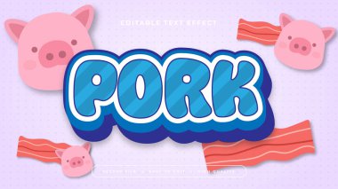 Pembe mavi ve mor menekşe domuz eti 3d düzenlenebilir metin efekti - yazı tipi biçimi