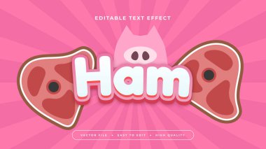 Kırmızı pembe ve beyaz jambon 3D düzenlenebilir metin efekti - yazı tipi