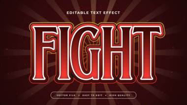 Kırmızı ve beyaz dövüş 3d düzenlenebilir metin efekti - yazı tipi biçimi