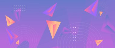 Turuncu ve mor menekşe vektörü basit ve minimalist modern soyut gradyan sancak ve geometrik şekiller. Web sitesi, afişler, broşürler, posterler, el ilanları, kart ve kapak için