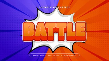 Beyaz mavi ve turuncu savaş 3D düzenlenebilir metin efekti - yazı tipi