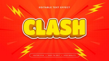 Kırmızı ve sarı çakışma 3d düzenlenebilir metin efekti - yazı tipi biçimi