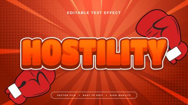 Kırmızı beyaz ve turuncu düşmanlık 3d düzenlenebilir metin efekti - yazı tipi biçimi