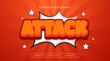 Kırmızı turuncu ve beyaz saldırı 3D düzenlenebilir metin efekti - yazı tipi