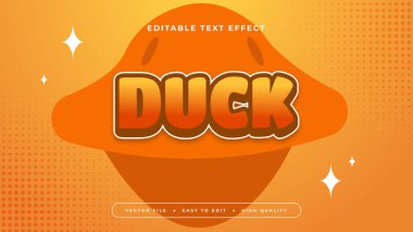 Turuncu sarı ve beyaz ördek 3d düzenlenebilir metin efekti - yazı tipi