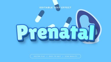 Mavi doğum öncesi 3d düzenlenebilir metin efekti - yazı tipi