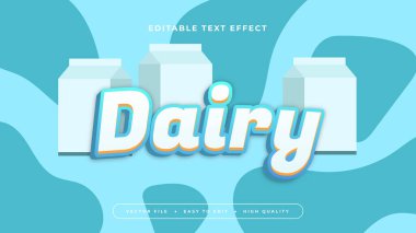 Beyaz ve mavi süt ürünleri 3d düzenlenebilir metin efekti - yazı tipi biçimi