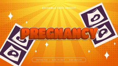 Beyaz turuncu ve siyah hamilelik 3d düzenlenebilir metin efekti - yazı tipi biçimi
