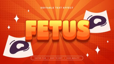 Turuncu kırmızı ve bej fetüs 3d düzenlenebilir metin efekti - yazı tipi