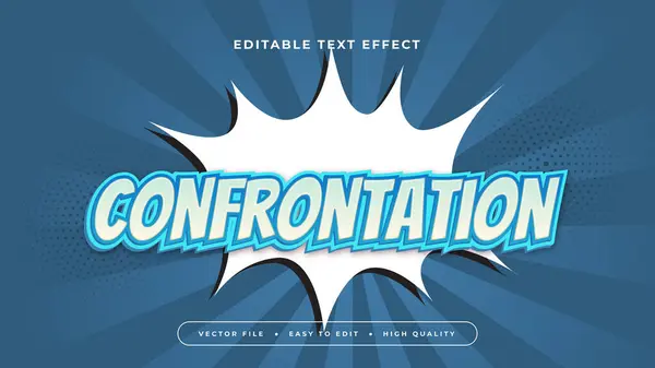 stock vector White and blue confrontation 3d editable text effect - font style