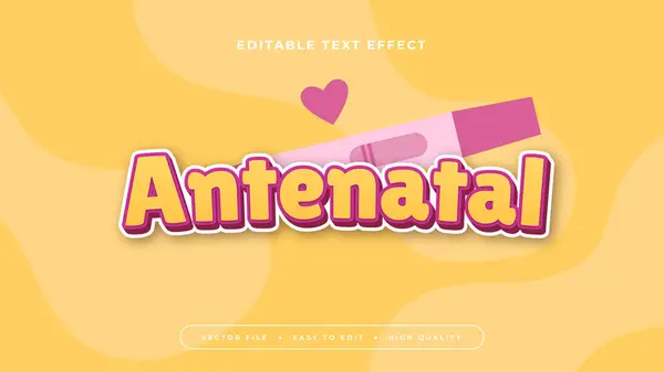 stock vector Yellow and pink antenatal 3d editable text effect - font style