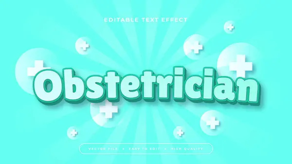 stock vector White blue and green obstetrician 3d editable text effect - font style