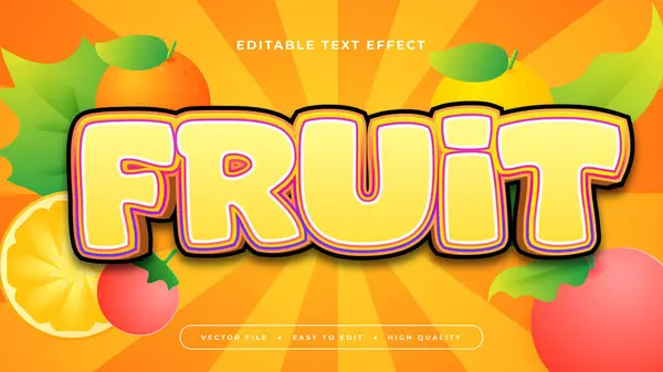 stock vector Orange yellow and red fruit 3d editable text effect - font style