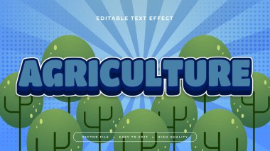 Mavi ve yeşil tarım 3d düzenlenebilir metin efekti - yazı tipi
