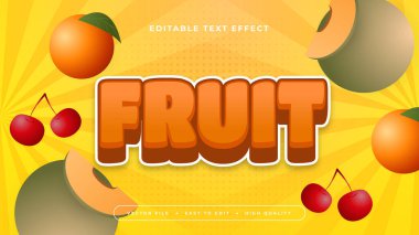 Renkli meyve 3d düzenlenebilir metin efekti - yazı tipi