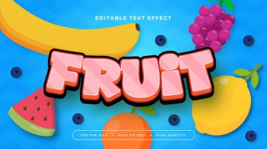 Renkli meyve 3d düzenlenebilir metin efekti - yazı tipi