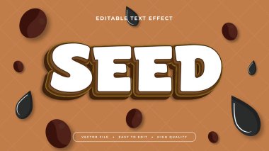 Beyaz kahverengi ve siyah tohum 3d düzenlenebilir metin efekti - yazı tipi biçimi