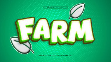 Yeşil ve beyaz çiftlik 3d düzenlenebilir metin efekti - yazı tipi