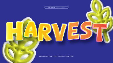 Turuncu mavi ve yeşil hasat 3d düzenlenebilir metin efekti - yazı tipi