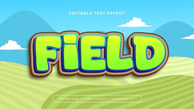 Mavi beyaz ve yeşil alan 3d düzenlenebilir metin efekti - yazı tipi