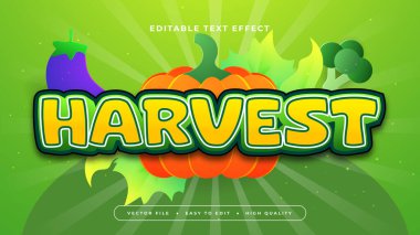 Yeşil turuncu ve mor menekşe hasat 3d düzenlenebilir metin efekti - yazı tipi biçimi