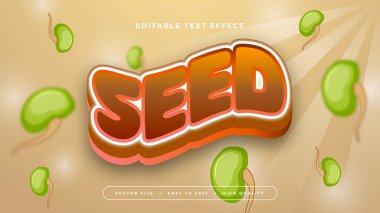 Yeşil turuncu ve kahverengi tohum 3d düzenlenebilir metin efekti - yazı tipi