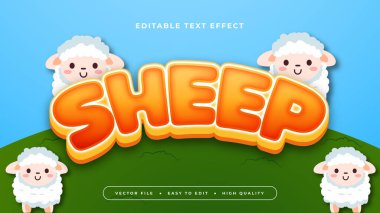 Renkli koyun 3d düzenlenebilir metin efekti - yazı tipi