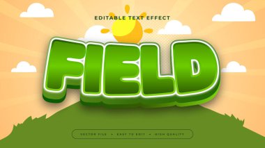 Beyaz turuncu ve yeşil alan 3d düzenlenebilir metin efekti - yazı tipi
