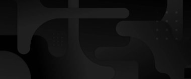 Siyah vektör soyut geometrik şekilli modern pankart. Web sitesi, afişler, broşürler, posterler, el ilanları, kart ve kapak için