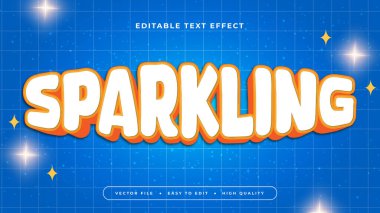 Turuncu beyaz ve mavi ışıltılı 3d düzenlenebilir metin efekti - yazı tipi biçimi