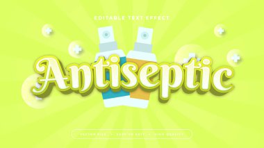 Mavi beyaz ve yeşil antiseptik 3d düzenlenebilir metin efekti - yazı tipi