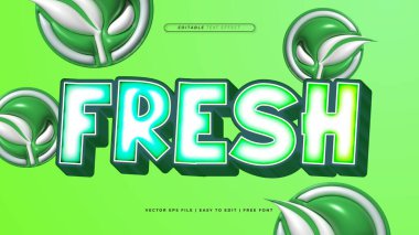 Yeşil ve beyaz taze 3d düzenlenebilir metin efekti - yazı tipi