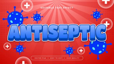 Mavi beyaz ve kırmızı antiseptik 3d düzenlenebilir metin efekti - yazı tipi