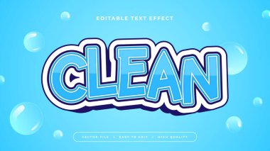 Mavi ve beyaz temiz 3d düzenlenebilir metin efekti - yazı tipi biçimi