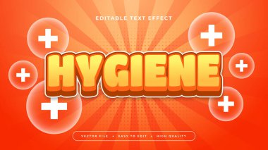 Turuncu beyaz ve sarı hijyen 3d düzenlenebilir metin efekti - yazı tipi biçimi