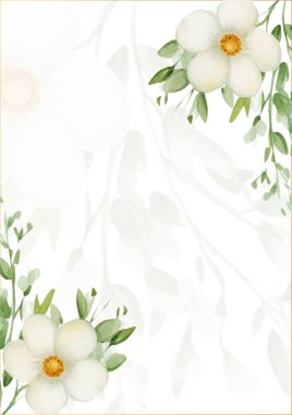 Renkli renkli çiçek güzel el çizilmiş düğün davetiyesi suluboya