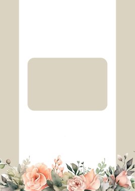 Çiçekli kart, yapraklı. Düğün süsü konsepti. Çiçek posteri, davet. Vektör dekoratif tebrik kartı veya davet tasarım arkaplanı