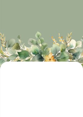 suluboya düğün davetiyesi şablonu aranjman çiçeği ve yapraklarla