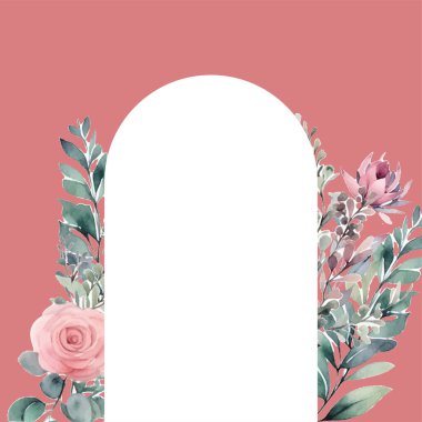 Lüks düğün davetiyesi şablonu. Altın çizgili suluboya kart, dallar, yapraklar. Zarif sonbahar botanik vektör tasarımı uygun