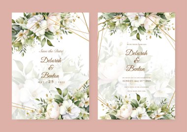 Rengarenk çiçekli güzel ve zarif düğün davetiyesi şablonu