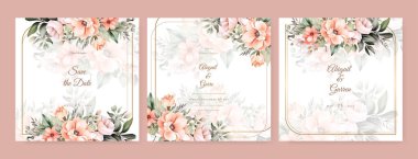 Renkli renkli çiçek vektörü zarif el düğün davetiyesi çiçek tasarımı suluboya