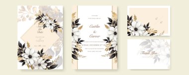 Renkli çiçek vektörü düğün davetiyesi şablonunu suluboya bırakıyor