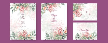Rengarenk çiçekli güzel ve zarif düğün davetiyesi şablonu