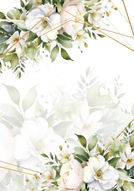 Renkli renkli çiçek vektörü zarif el düğün davetiyesi çiçek tasarımı suluboya