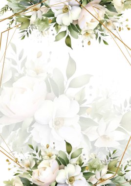 Rengarenk çiçekli güzel ve zarif düğün davetiyesi şablonu