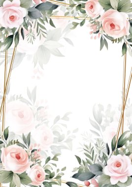 Renkli çiçek vektörü düğün davetiyesi şablonunu suluboya bırakıyor