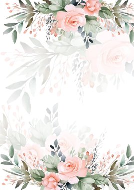 Renkli çiçek vektörü düğün davetiyesi şablonunu suluboya bırakıyor