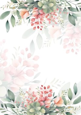 Renkli çiçek vektörü düğün davetiyesi şablonunu suluboya bırakıyor