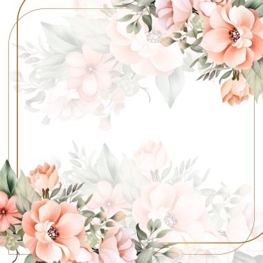 Renkli çiçek vektörü düğün davetiyesi şablonunu suluboya bırakıyor