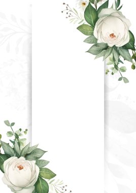 Renkli renkli çiçekli zarif düğün davetiyesi suluboya